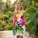 Casual Midi Dress Rayon Hand Painted by Balinese Artisans